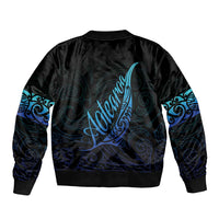 Aotearoa New Zealand Sleeve Zip Bomber Jacket Koru Fern Blue Gradient