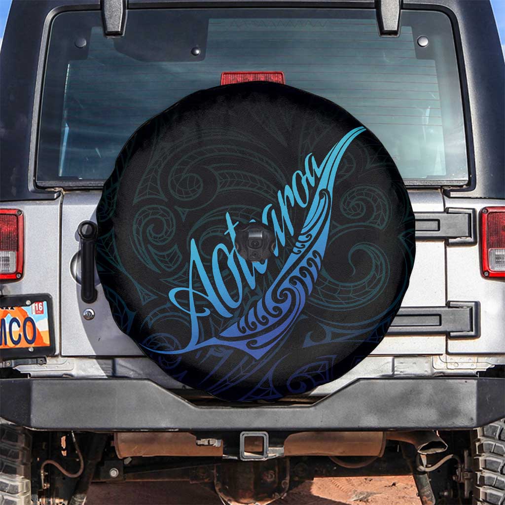Aotearoa New Zealand Spare Tire Cover Koru Fern Blue Gradient LT05 Blue - Polynesian Pride