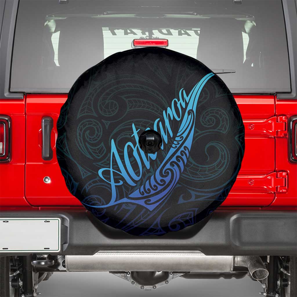 Aotearoa New Zealand Spare Tire Cover Koru Fern Blue Gradient LT05 - Polynesian Pride