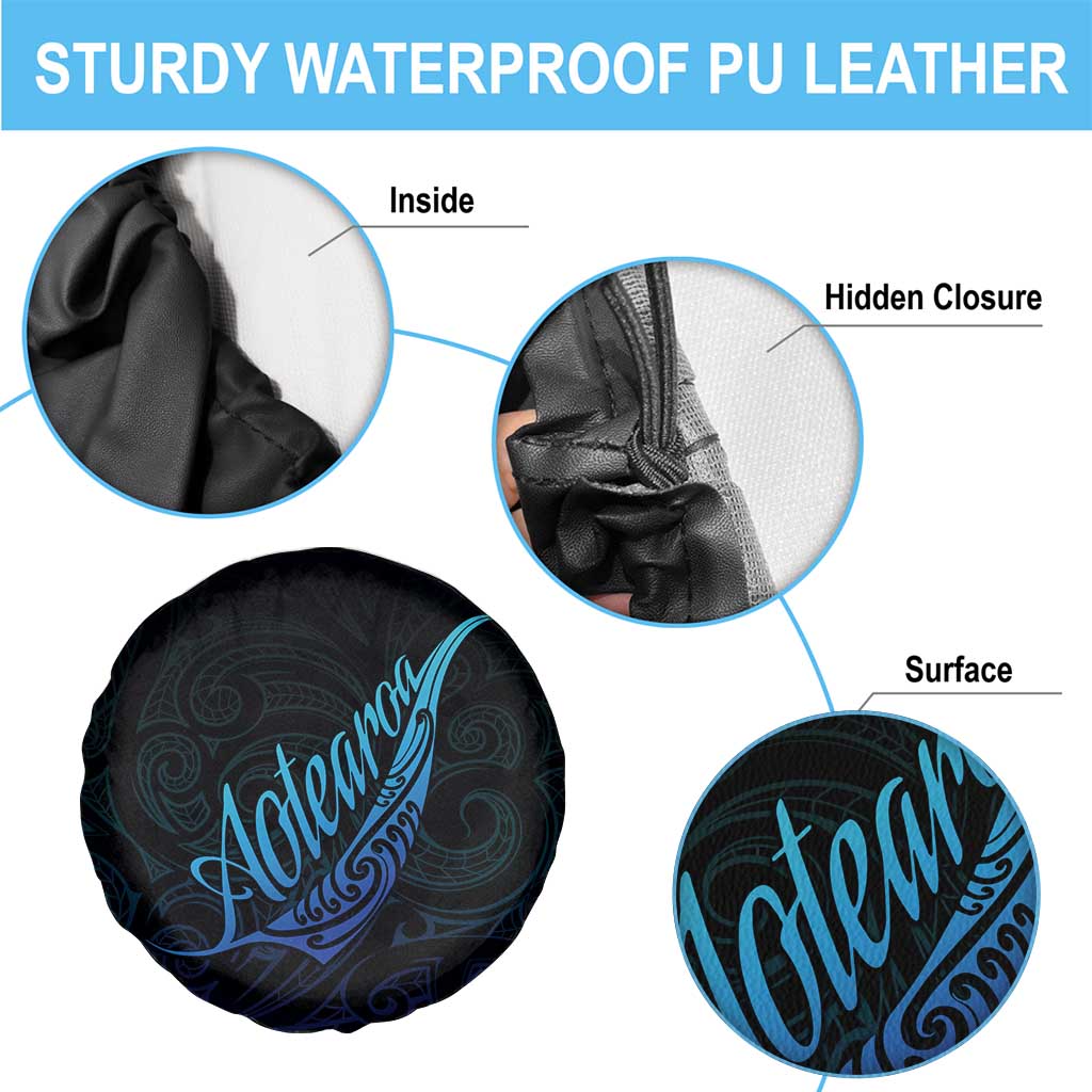 Aotearoa New Zealand Spare Tire Cover Koru Fern Blue Gradient LT05 - Polynesian Pride