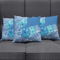 Hawaii Discoverers Day Pillow Cover Polynesian Fish Hook With Hibiscus Blue LT05 - Polynesian Pride