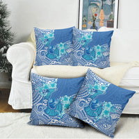 Hawaii Discoverers Day Pillow Cover Polynesian Fish Hook With Hibiscus Blue LT05 - Polynesian Pride