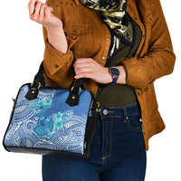 Hawaii Discoverers Day Shoulder Handbag Polynesian Fish Hook With Hibiscus Blue LT05 - Polynesian Pride