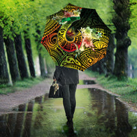 Hawaii Discoverers Day Umbrella Polynesian Fish Hook With Hibiscus Reggae LT05 - Polynesian Pride