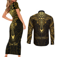 Personalized Polynesia Couples Matching Short Sleeve Bodycon Dress and Long Sleeve Button Shirt With Christian Cross LT05 - Polynesian Pride
