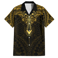 Personalized Polynesia Family Matching Long Sleeve Bodycon Dress and Hawaiian Shirt With Christian Cross LT05 Dad's Shirt - Short Sleeve Gold - Polynesian Pride