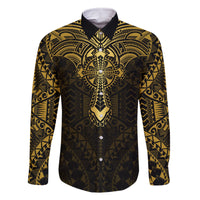 Personalized Polynesia Family Matching Summer Maxi Dress and Hawaiian Shirt With Christian Cross LT05 Dad's Shirt - Long Sleeve Gold - Polynesian Pride