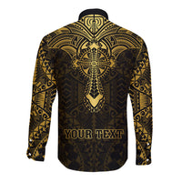 Personalized Polynesia Long Sleeve Button Shirt With Christian Cross LT05 - Polynesian Pride