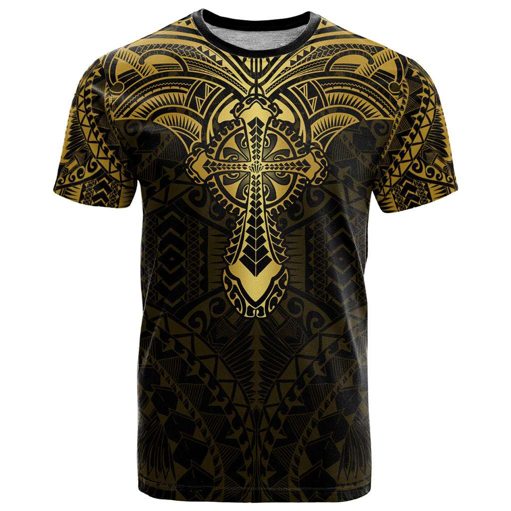 Personalized Polynesia T Shirt With Christian Cross LT05 Gold - Polynesian Pride