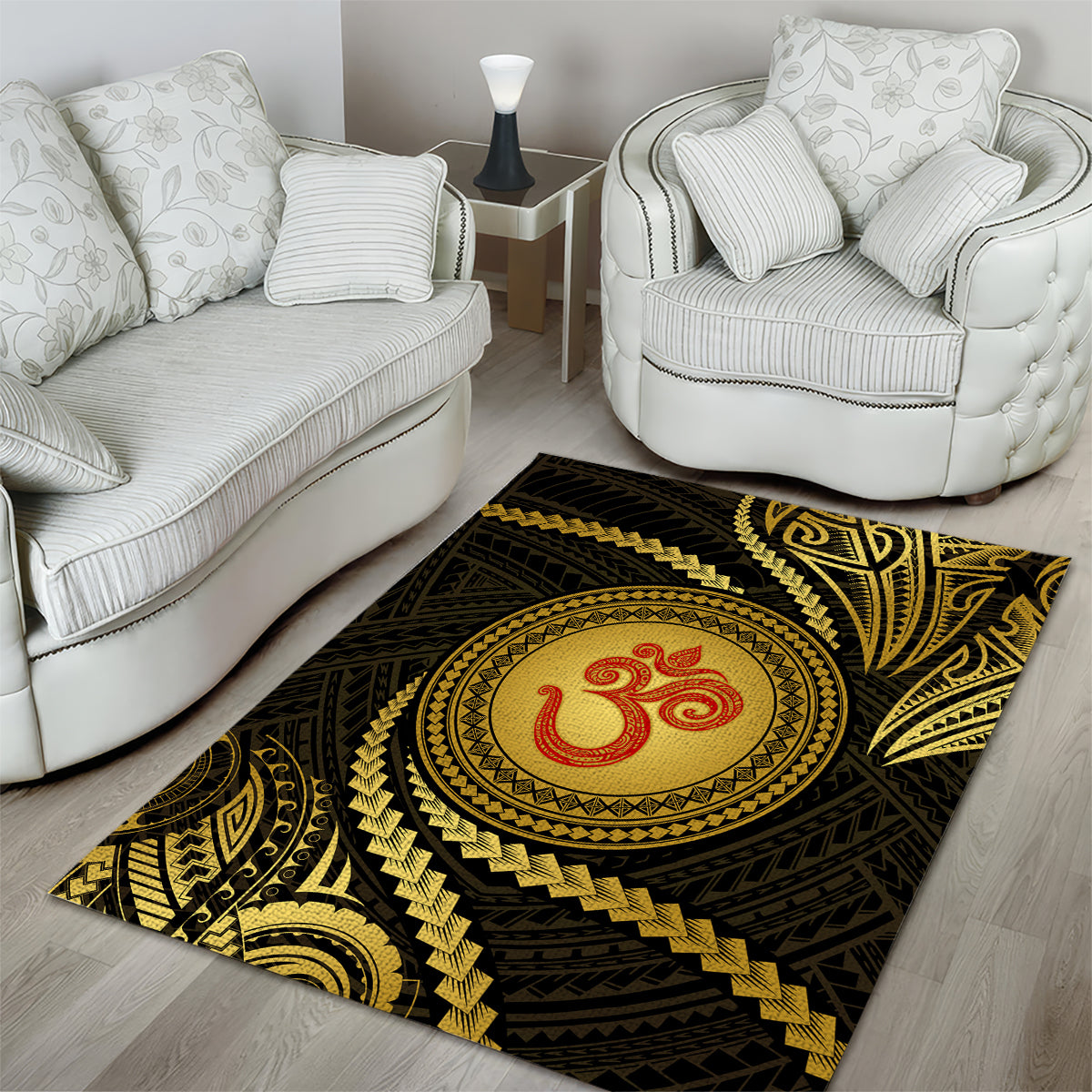 Polynesia Area Rug With Hindu Om Symbol LT05 - Polynesian Pride