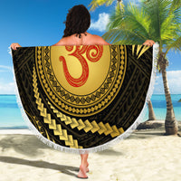 Polynesia Beach Blanket With Hindu Om Symbol LT05 - Wonder Print Shop