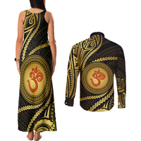 Polynesia Couples Matching Tank Maxi Dress and Long Sleeve Button Shirt With Hindu Om Symbol LT05 - Polynesian Pride