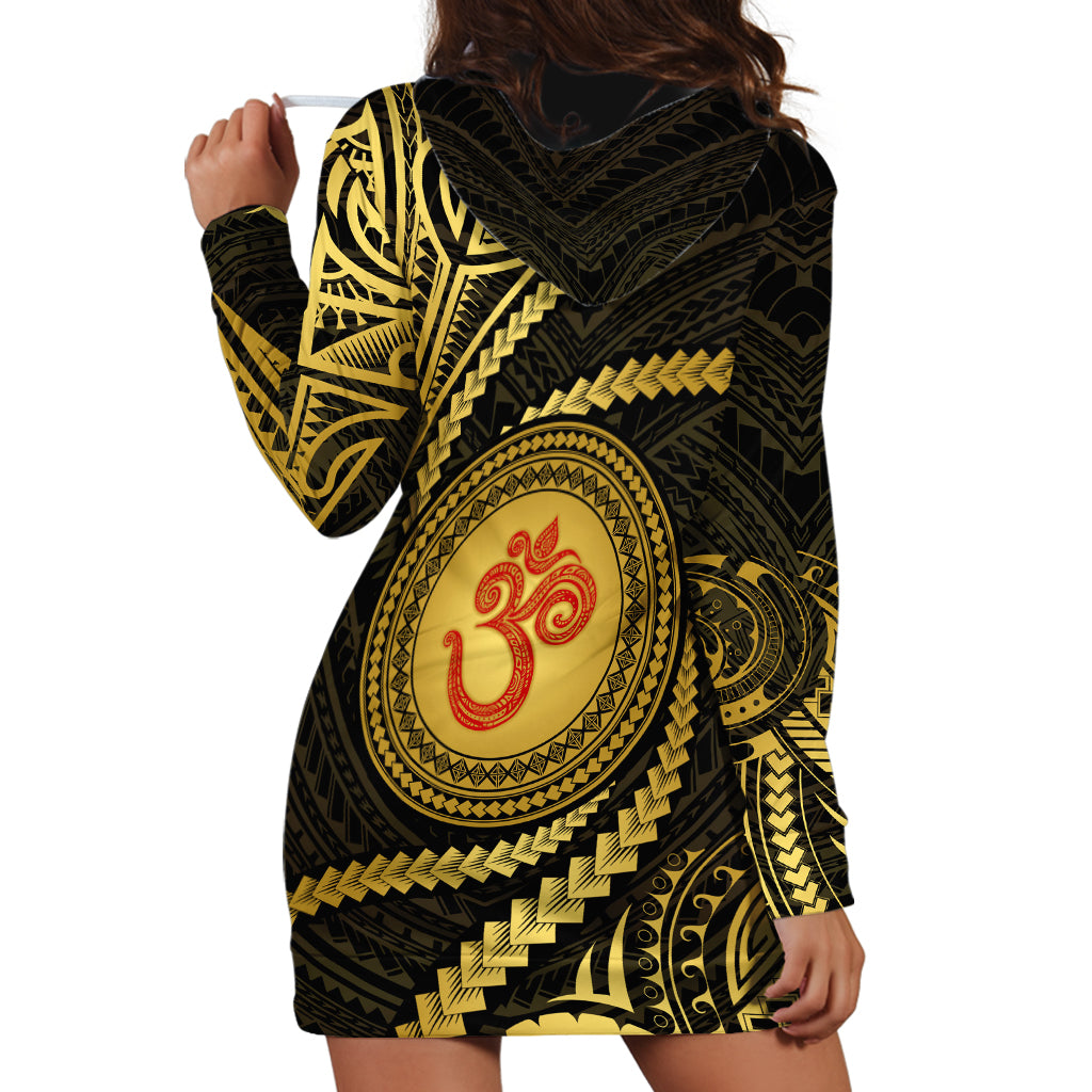 Polynesia Hoodie Dress With Hindu Om Symbol LT05 - Polynesian Pride