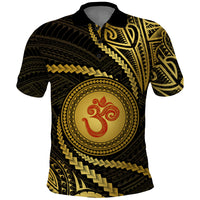 Polynesia Polo Shirt With Hindu Om Symbol LT05 Gold - Polynesian Pride