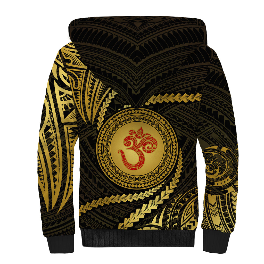 Polynesia Sherpa Hoodie With Hindu Om Symbol LT05 - Polynesian Pride
