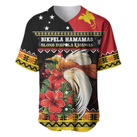 Papua New Guinea Christmas Baseball Jersey Bird Of Paradise Hamamas Krismas LT05 Black - Polynesian Pride