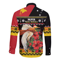 Papua New Guinea Christmas Long Sleeve Button Shirt Bird Of Paradise Hamamas Krismas