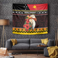 Papua New Guinea Christmas Tapestry Bird Of Paradise Hamamas Krismas LT05 Black - Polynesian Pride