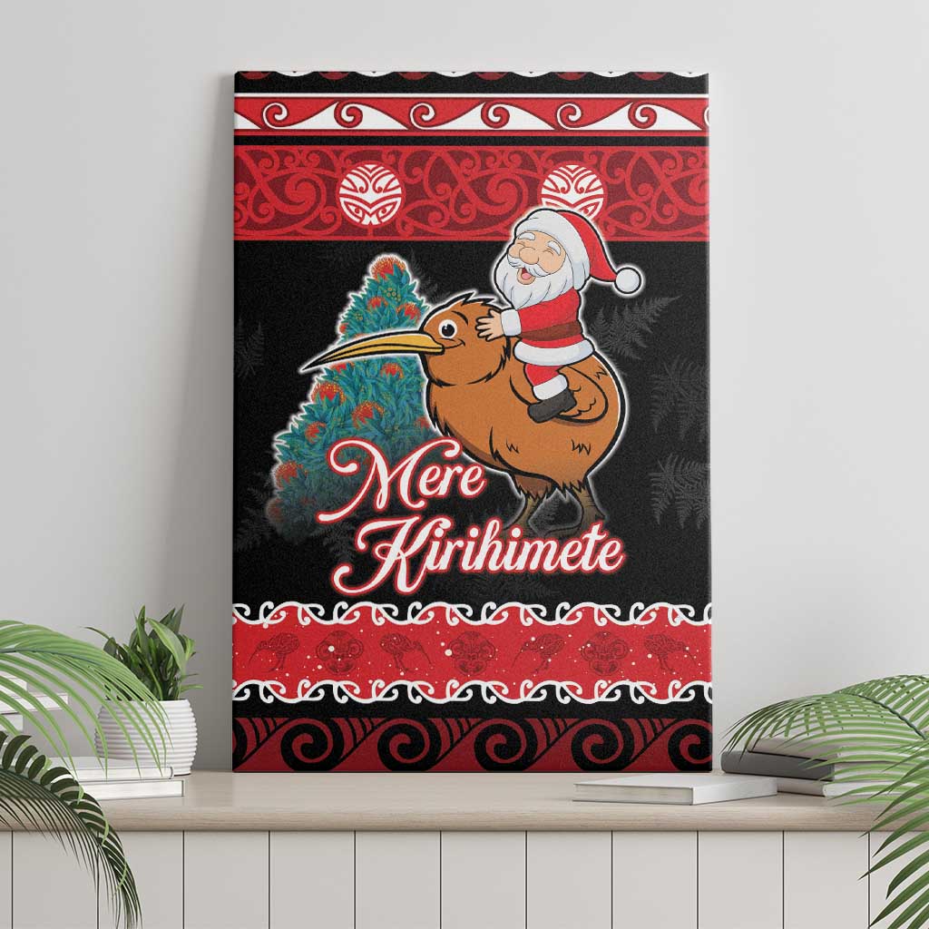 New Zealand Christmas Canvas Wall Art Funny Santa Riding Kiwi Meri Kirihimete LT05 - Polynesian Pride