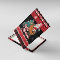 New Zealand Christmas Canvas Wall Art Funny Santa Riding Kiwi Meri Kirihimete LT05 With Frame Black - Polynesian Pride