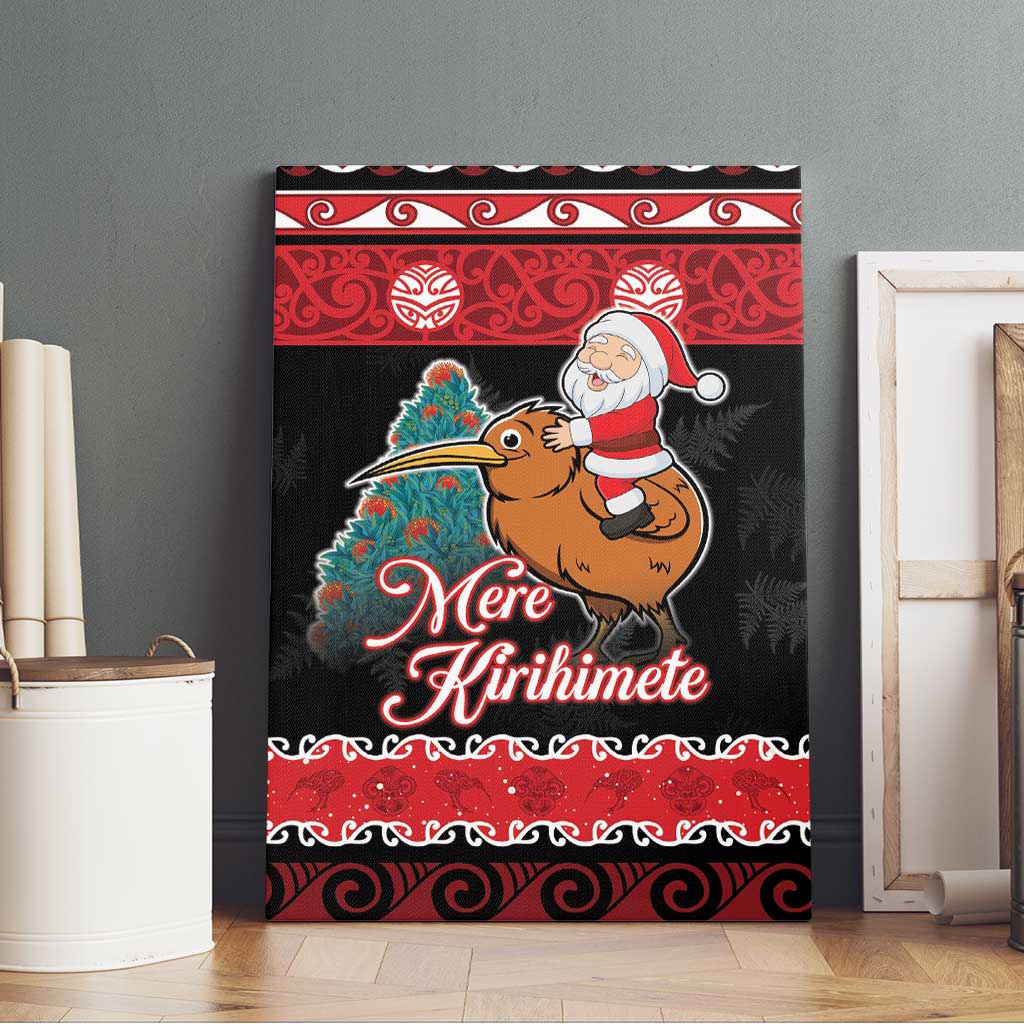 New Zealand Christmas Canvas Wall Art Funny Santa Riding Kiwi Meri Kirihimete LT05 - Polynesian Pride