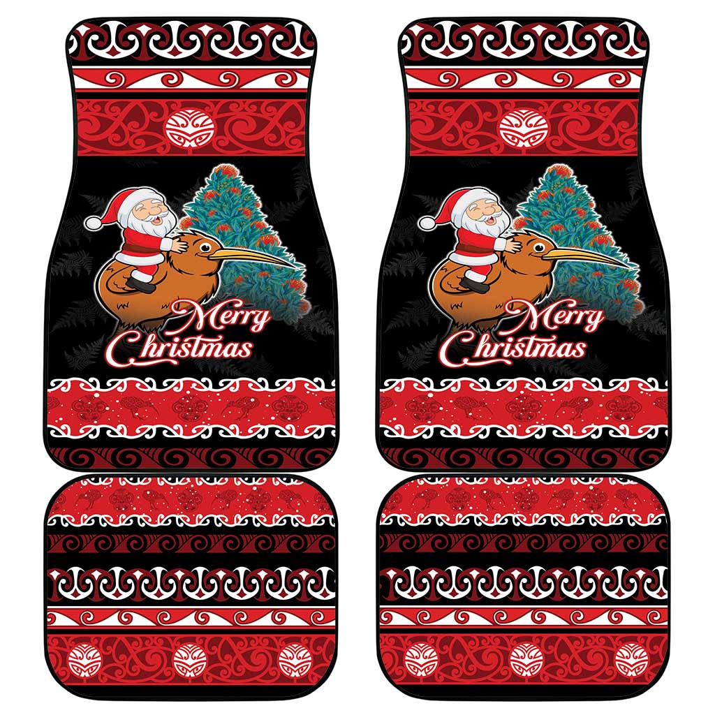 New Zealand Christmas Car Mats Funny Santa Riding Kiwi Meri Kirihimete
