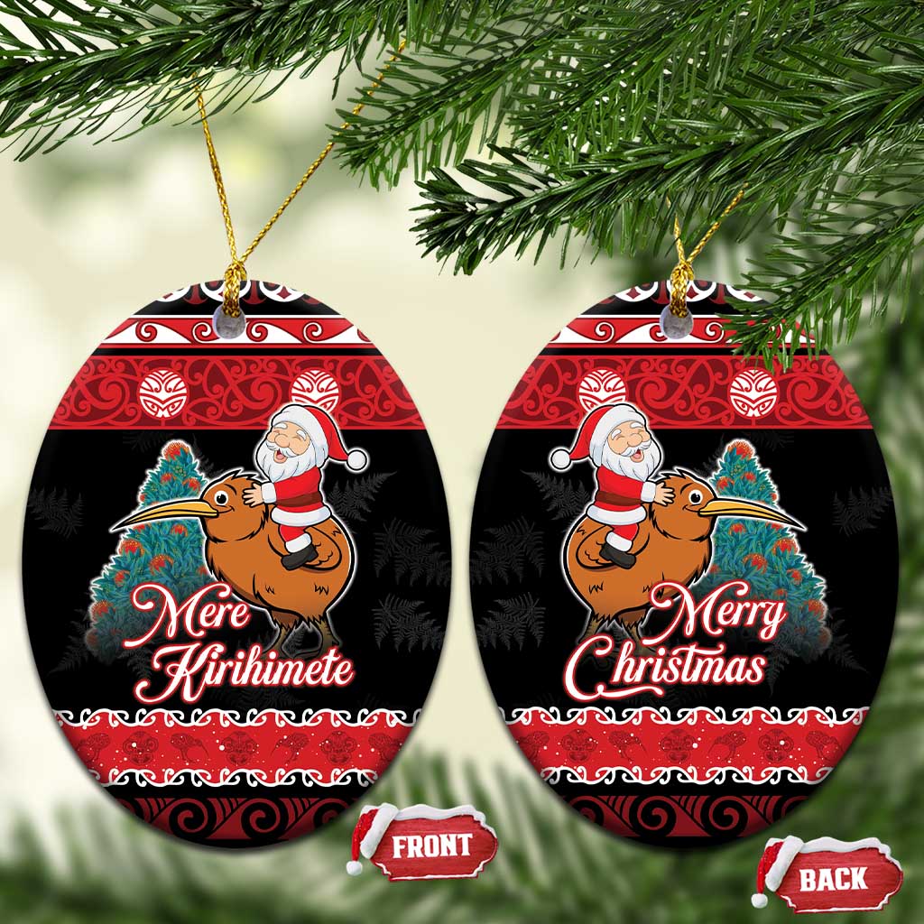 New Zealand Christmas Ceramic Ornament Funny Santa Riding Kiwi Meri Kirihimete