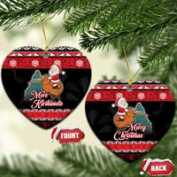 New Zealand Christmas Ceramic Ornament Funny Santa Riding Kiwi Meri Kirihimete