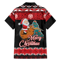 New Zealand Christmas Family Matching Long Sleeve Bodycon Dress and Hawaiian Shirt Funny Santa Riding Kiwi Meri Kirihimete LT05 - Polynesian Pride
