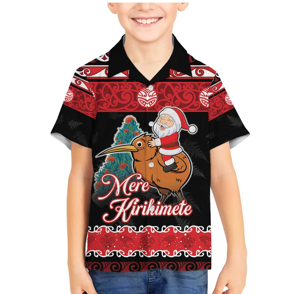 New Zealand Christmas Family Matching Mermaid Dress and Hawaiian Shirt Funny Santa Riding Kiwi Meri Kirihimete