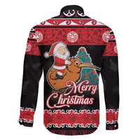 New Zealand Christmas Family Matching Off Shoulder Maxi Dress and Hawaiian Shirt Funny Santa Riding Kiwi Meri Kirihimete