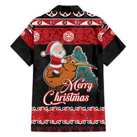 New Zealand Christmas Family Matching Short Sleeve Bodycon Dress and Hawaiian Shirt Funny Santa Riding Kiwi Meri Kirihimete