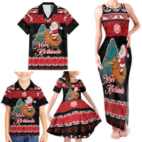 New Zealand Christmas Family Matching Tank Maxi Dress and Hawaiian Shirt Funny Santa Riding Kiwi Meri Kirihimete LT05 - Polynesian Pride