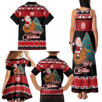 New Zealand Christmas Family Matching Tank Maxi Dress and Hawaiian Shirt Funny Santa Riding Kiwi Meri Kirihimete LT05 - Polynesian Pride