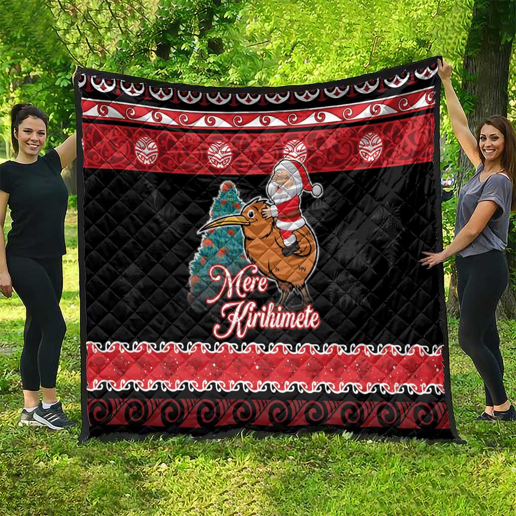 New Zealand Christmas Quilt Funny Santa Riding Kiwi Meri Kirihimete LT05 - Polynesian Pride