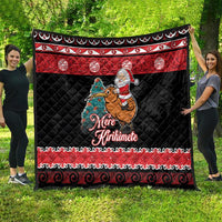New Zealand Christmas Quilt Funny Santa Riding Kiwi Meri Kirihimete LT05 - Polynesian Pride