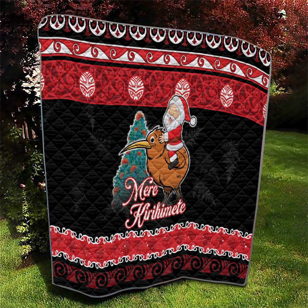 New Zealand Christmas Quilt Funny Santa Riding Kiwi Meri Kirihimete LT05 - Polynesian Pride