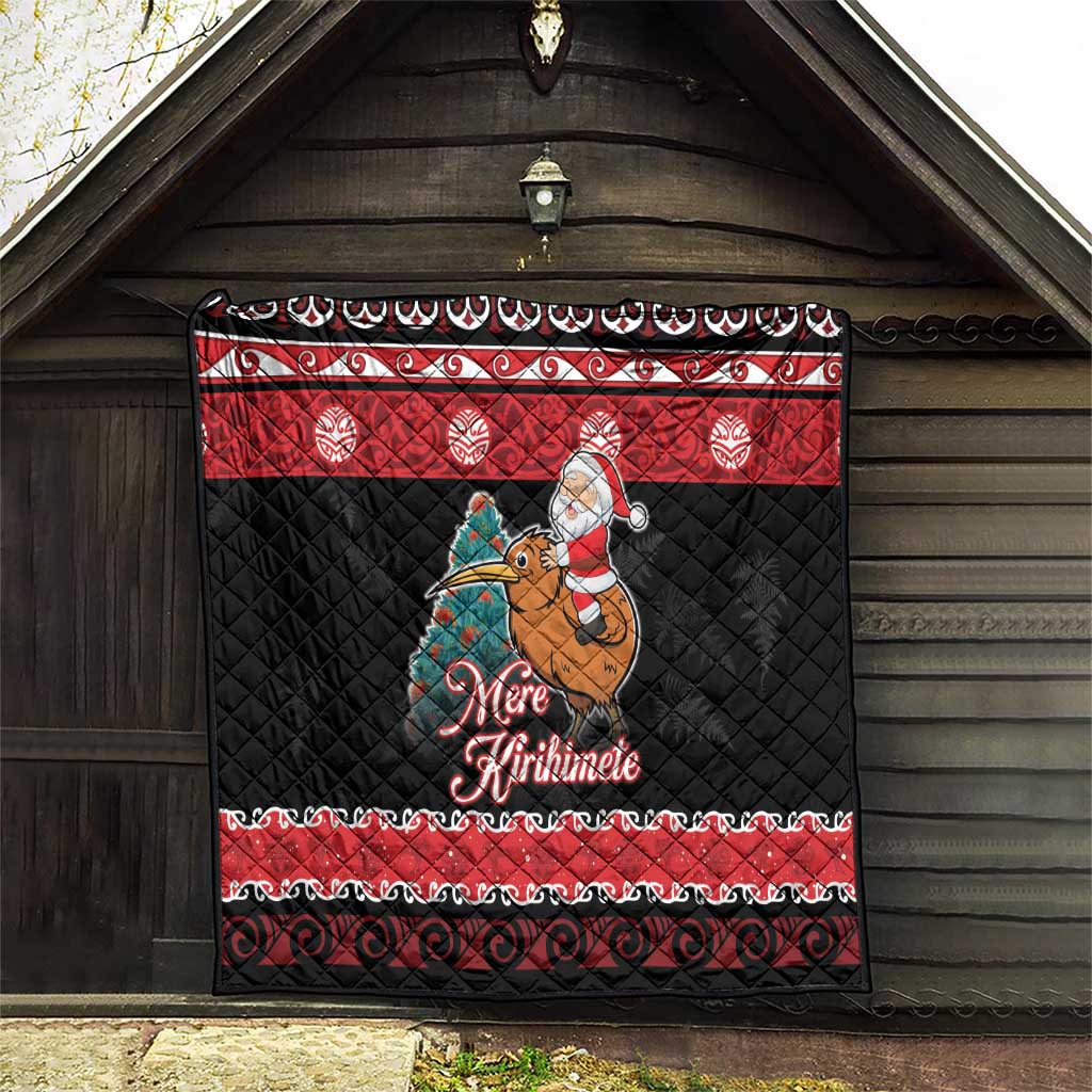 New Zealand Christmas Quilt Funny Santa Riding Kiwi Meri Kirihimete LT05 - Polynesian Pride
