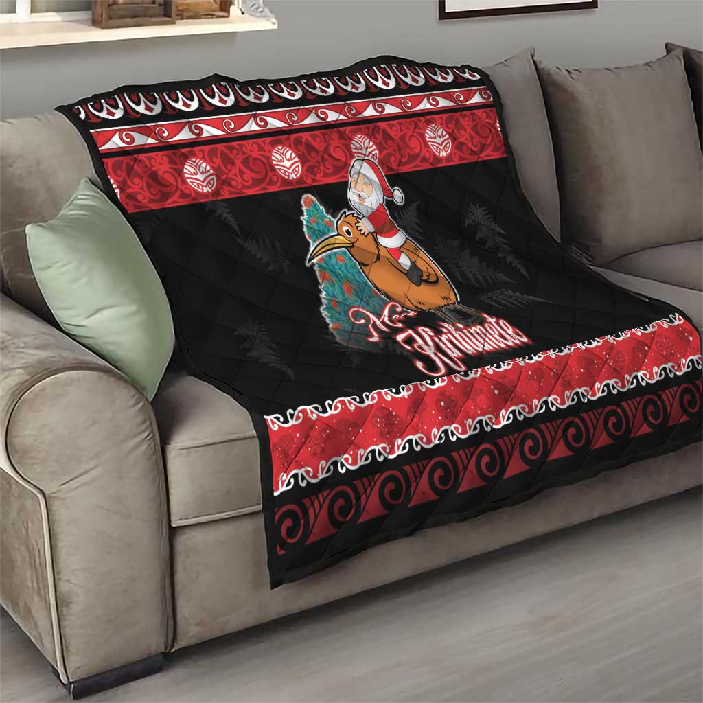New Zealand Christmas Quilt Funny Santa Riding Kiwi Meri Kirihimete LT05 - Polynesian Pride