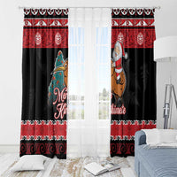 New Zealand Christmas Window Curtain Funny Santa Riding Kiwi Meri Kirihimete