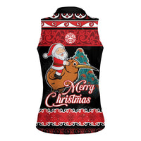 New Zealand Christmas Women Sleeveless Polo Shirt Funny Santa Riding Kiwi Meri Kirihimete LT05 - Polynesian Pride