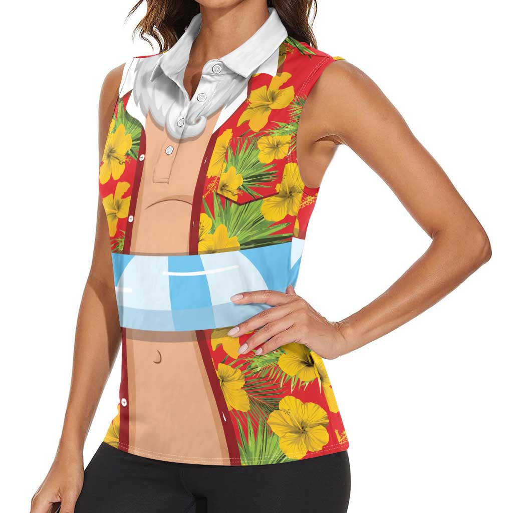 Polynesia Santa Claus Costume Women Sleeveless Polo Shirt Tropical Vibe LT05 - Polynesian Pride
