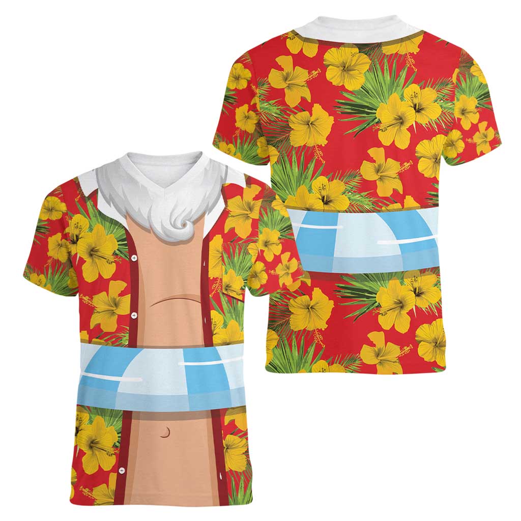 Polynesia Santa Claus Costume Women V-Neck T-Shirt Tropical Vibe LT05 - Polynesian Pride