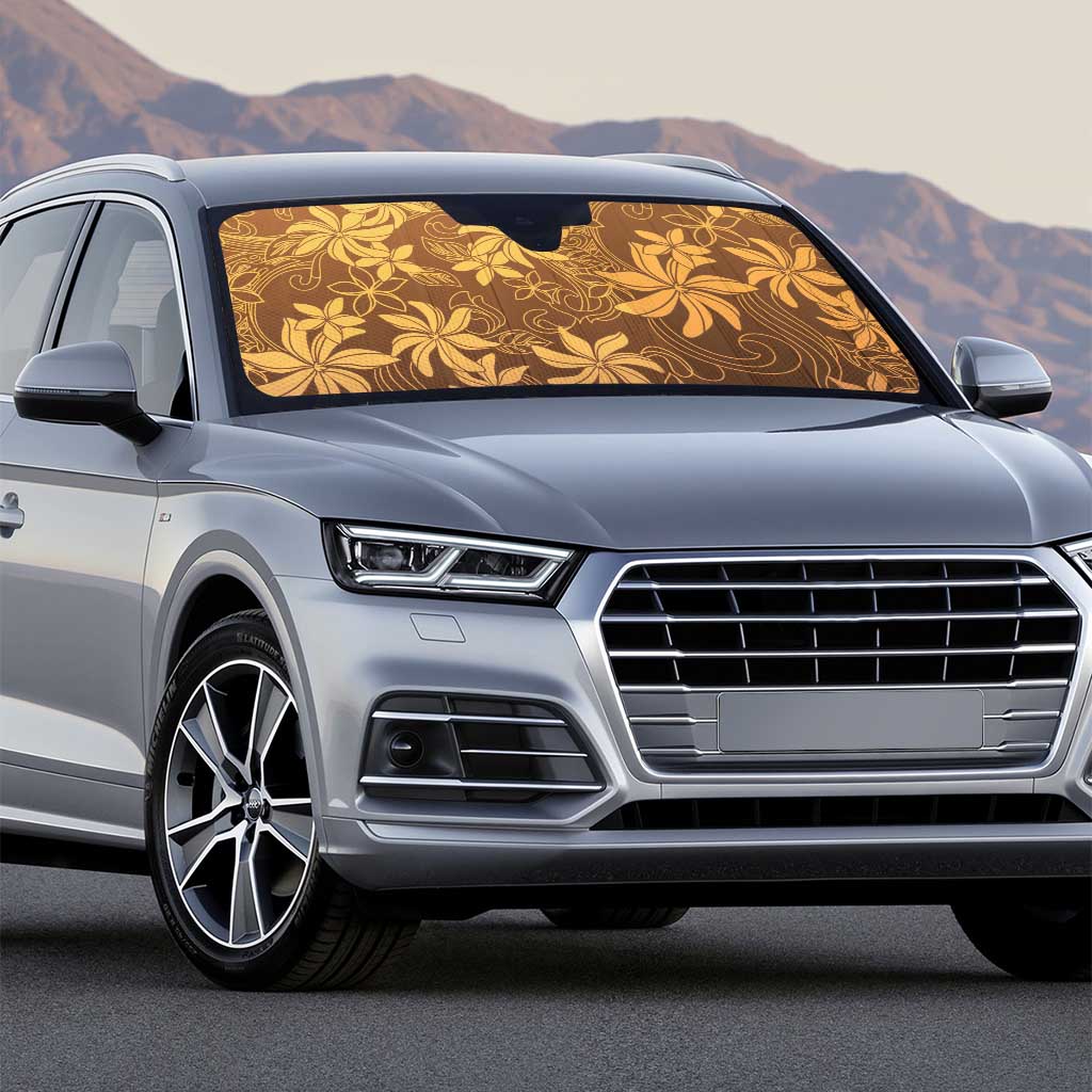 Tiare Tahiti Auto Sun Shade Brown Polynesia Motifs - Polynesian Pride