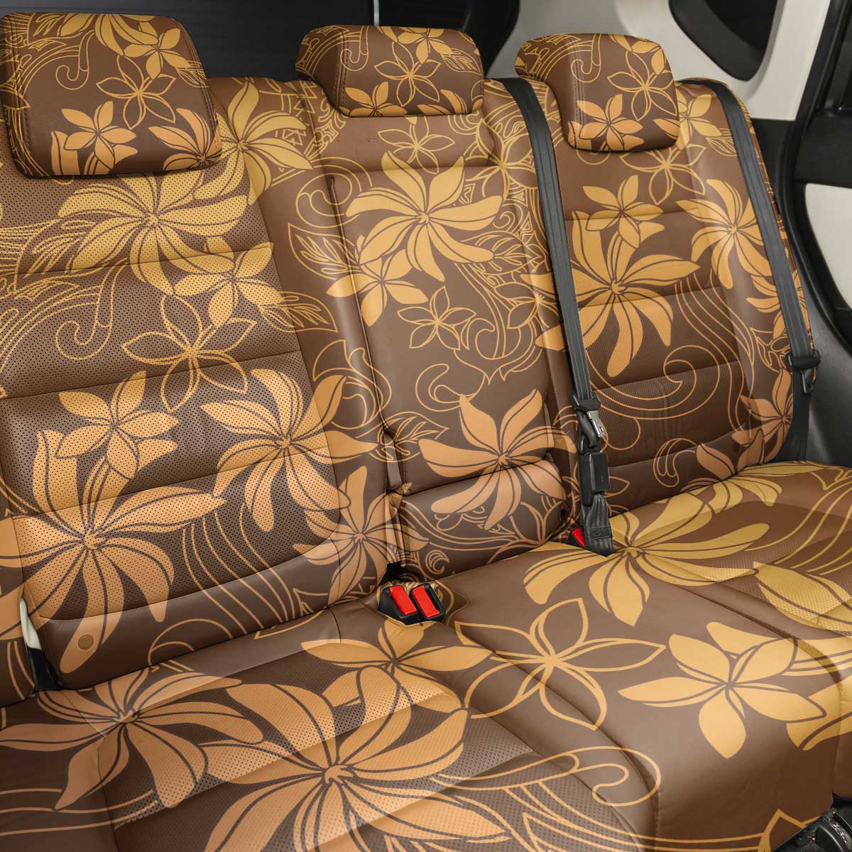 Tiare Tahiti Back Car Seat Cover Brown Polynesia Motifs - Polynesian Pride
