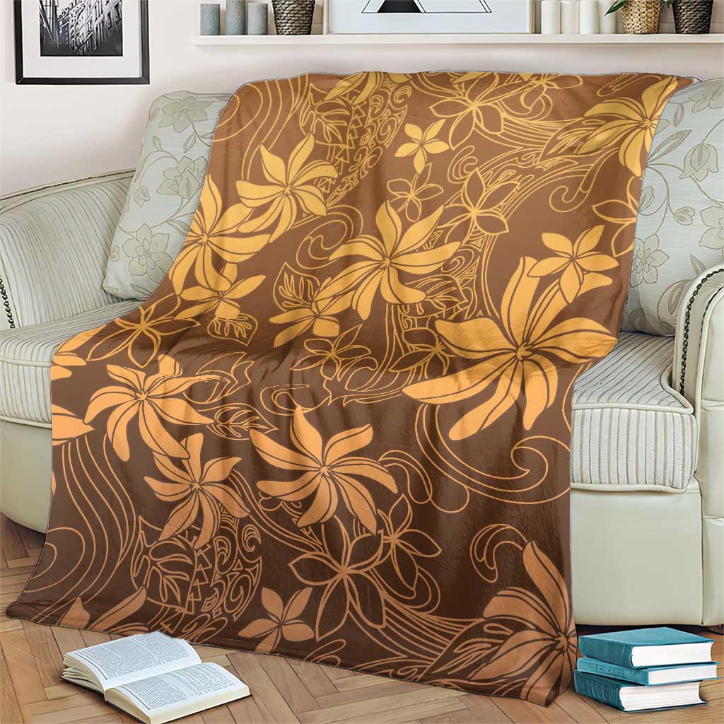 Tiare Tahiti Blanket Brown Polynesia Motifs - Polynesian Pride
