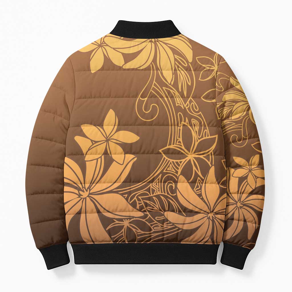 Tiare Tahiti Bomber Puffer Jacket Brown Polynesia Motifs - Polynesian Pride