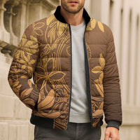 Tiare Tahiti Bomber Puffer Jacket Brown Polynesia Motifs - Polynesian Pride
