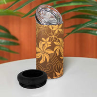 Tiare Tahiti 4 in 1 Can Cooler Tumbler Brown Polynesia Motifs - Polynesian Pride