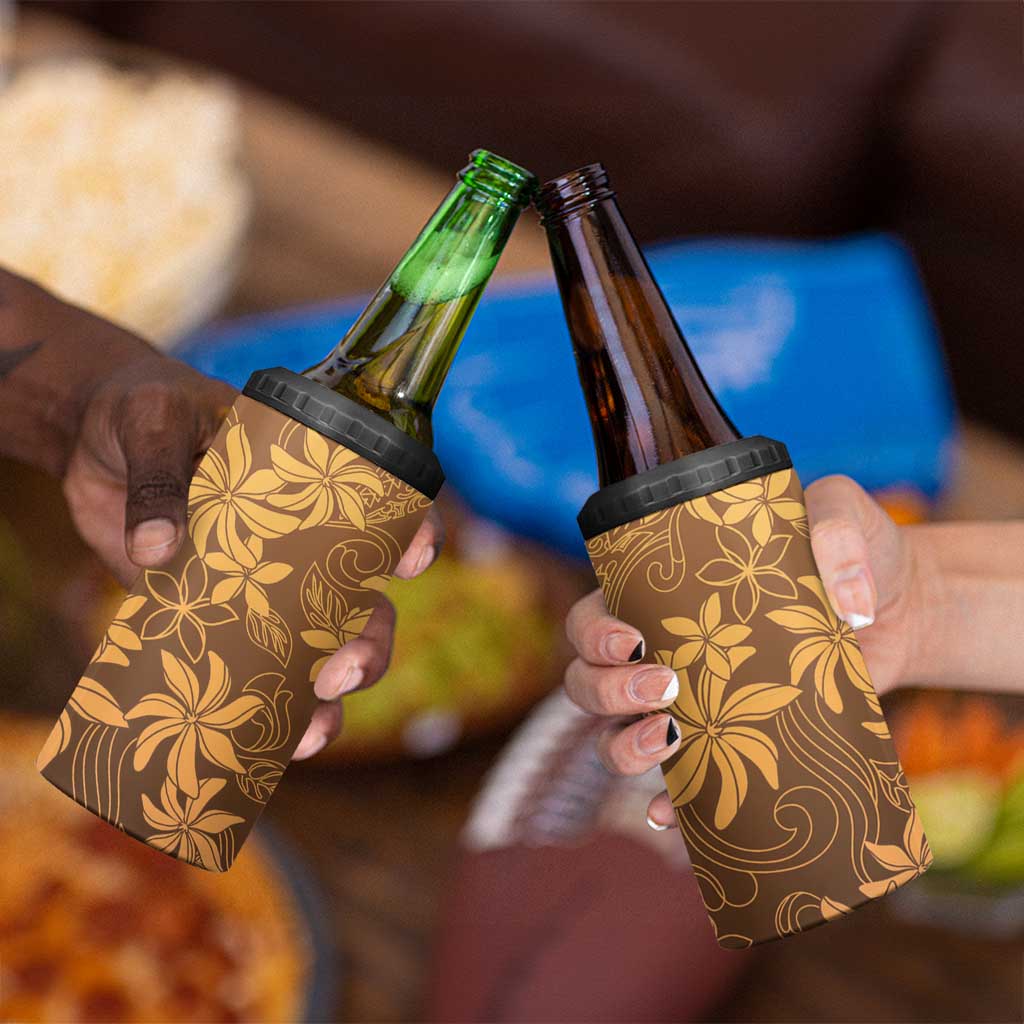 Tiare Tahiti 4 in 1 Can Cooler Tumbler Brown Polynesia Motifs - Polynesian Pride